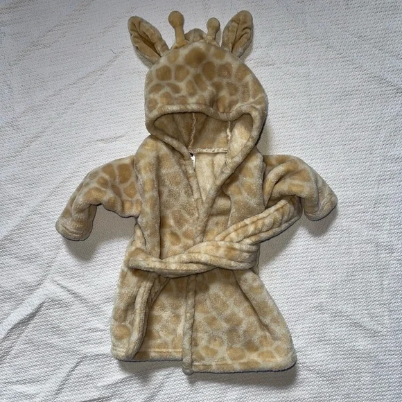 Baby Giraffe Hooded Plush Bathrobe 0–9 Months Soft Fleece Animal Robe - Picture 1 of 3